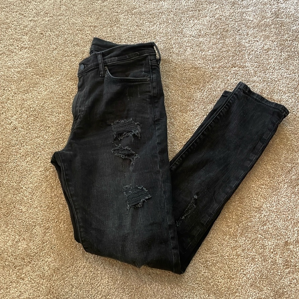 H&M Men Distressed Black Jeans
